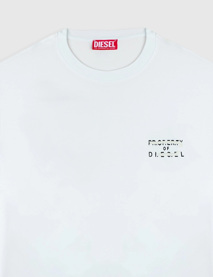 DIESEL T-Shirt Homme Adjust Logo Cœur Blanc V5 - 3