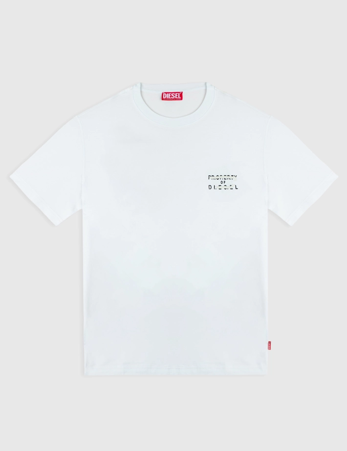DIESEL T-Shirt Homme Adjust Logo Cœur Blanc V5