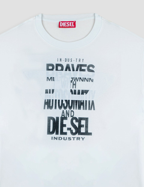 DIESEL T-Shirt Homme Adjust Logo Poitrine Blanc V9 - 3