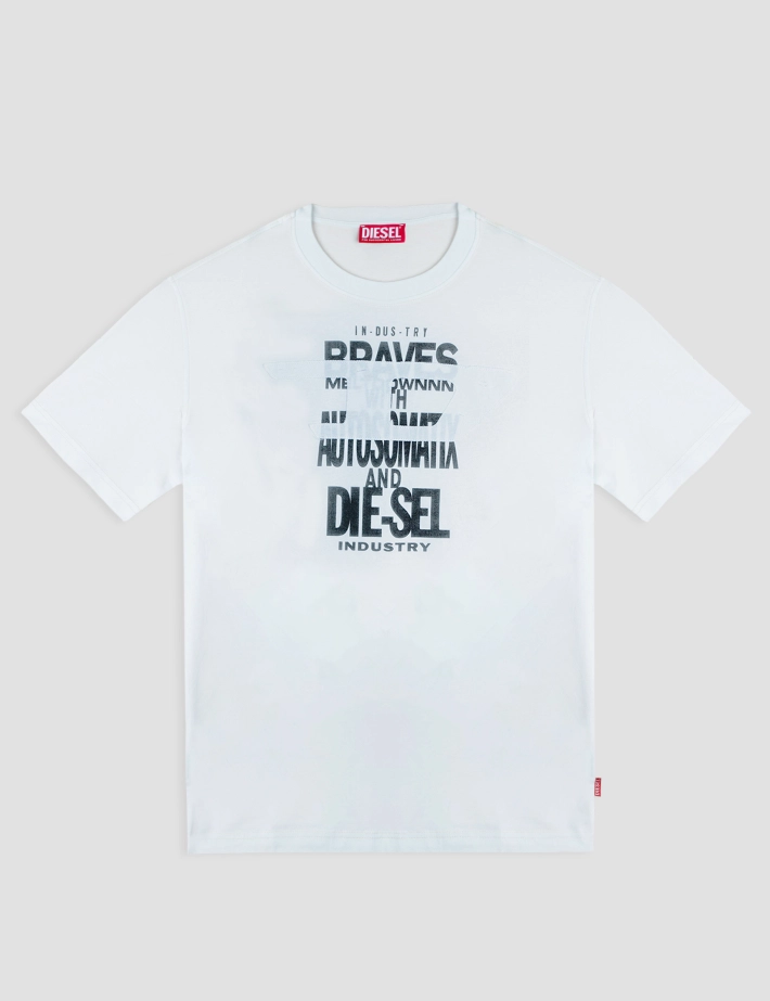 DIESEL T-Shirt Homme Adjust Logo Poitrine Blanc V9