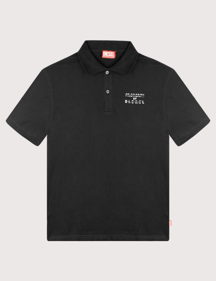 DIESEL Polo Homme Manches Courtes Rejust Logo Cœur V2 Noir