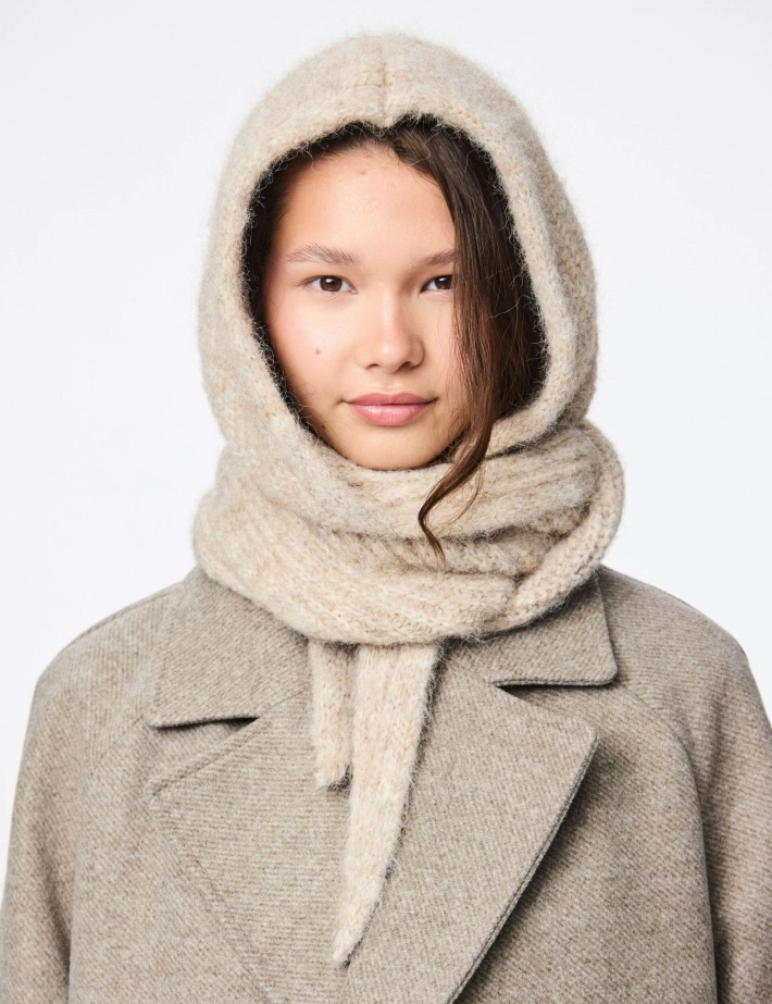 PIECES Echarpe Cagoule Femme Rebekka Beige - 2