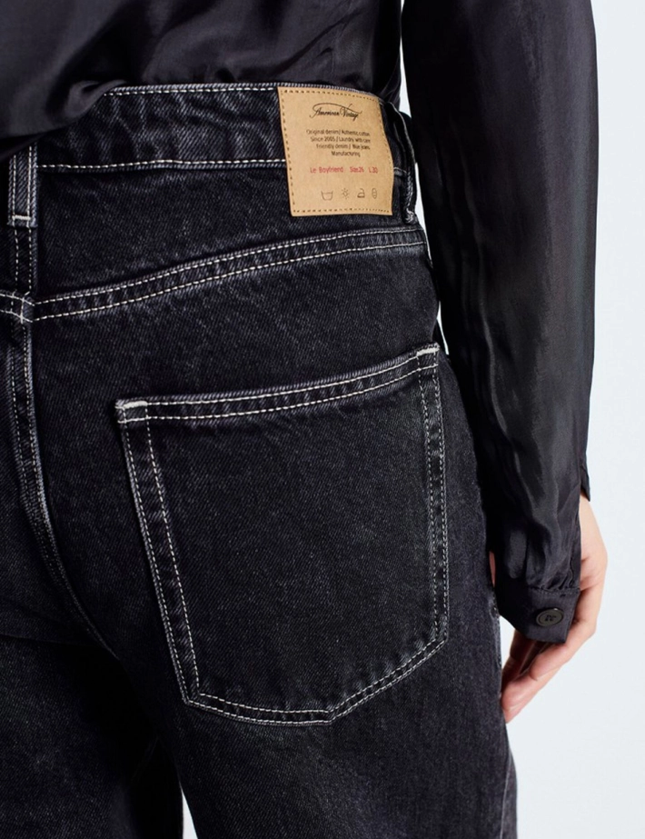 American Vintage Jean Femme Boyfriend Taille Basse Yopday Noir Vintage - 6