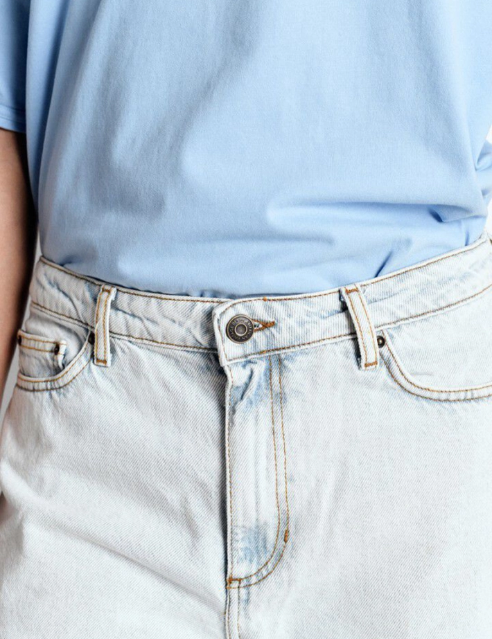 American Vintage Jean Homme Droit Taille Basse Joybird Bleu Clair - 4