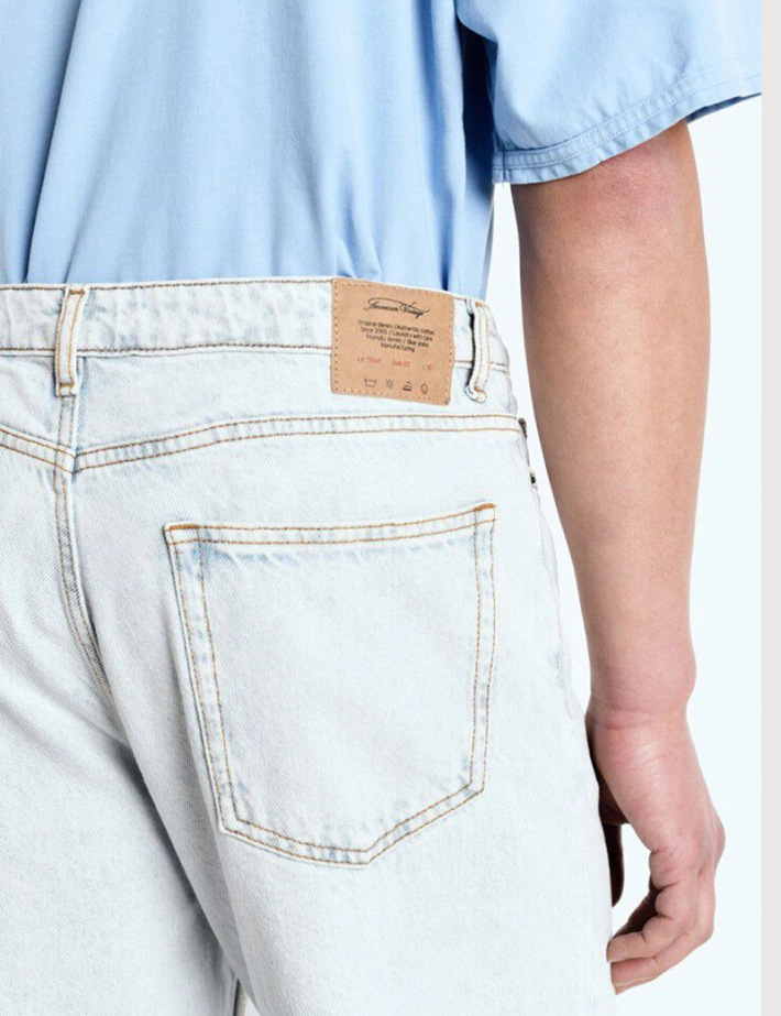 American Vintage Jean Homme Droit Taille Basse Joybird Bleu Clair - 5