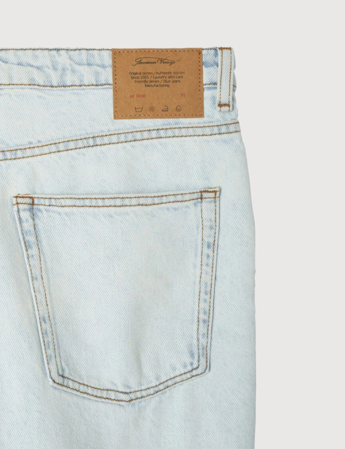 American Vintage Jean Homme Droit Taille Basse Joybird Bleu Clair - 8