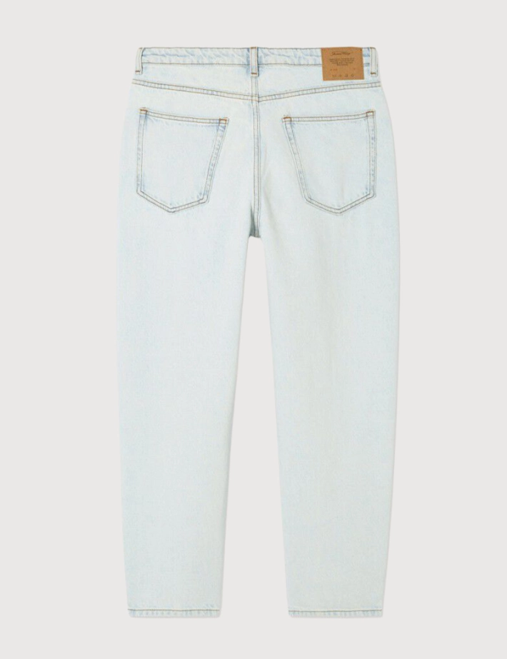 American Vintage Jean Homme Droit Taille Basse Joybird Bleu Clair - 9