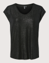 PIECES T-shirt Femme Manches Courtes Alice Glitter Noir - 2