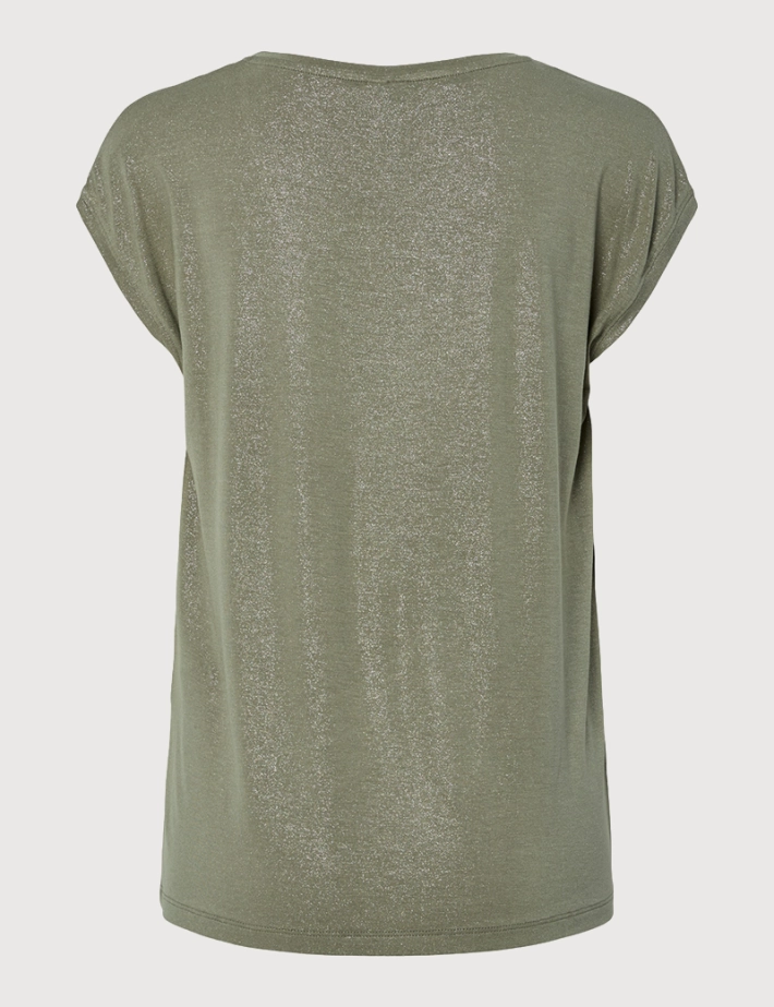 PIECES T-shirt Femme Manches Courtes Alice Glitte Kaki - 2