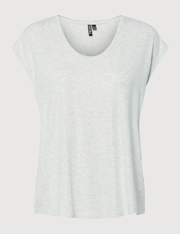 PIECES T-shirt Femme Manches Courtes Alice Glitter Gris - 2