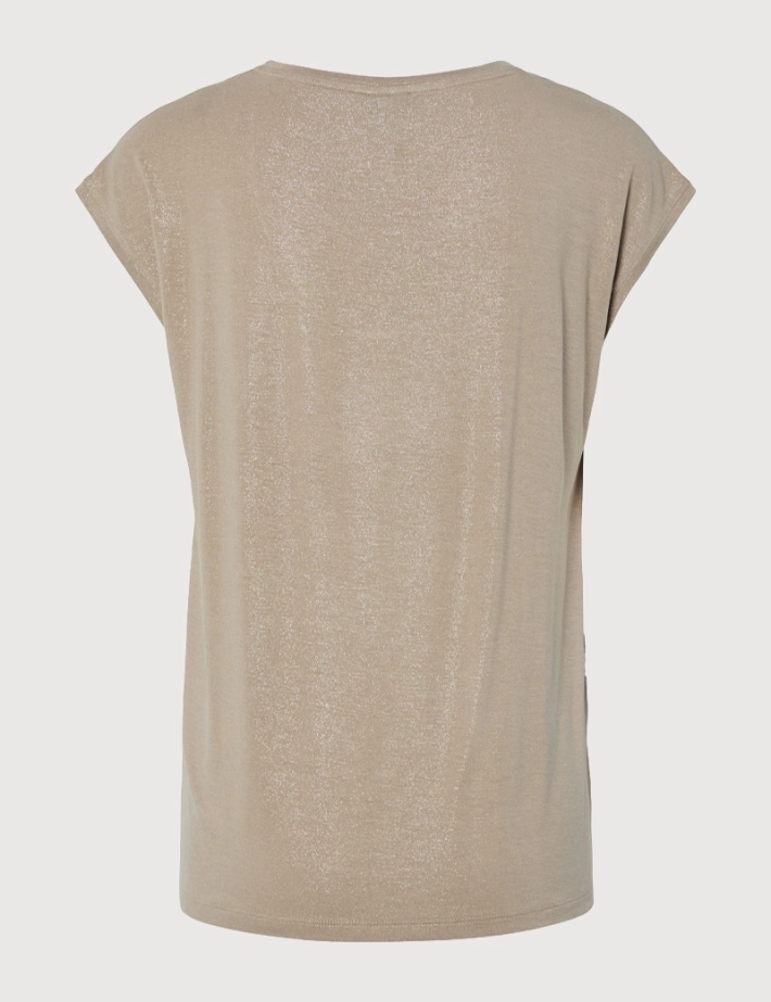 PIECES T-shirt Femme Manches Courtes Alice Glitter Beige - 2
