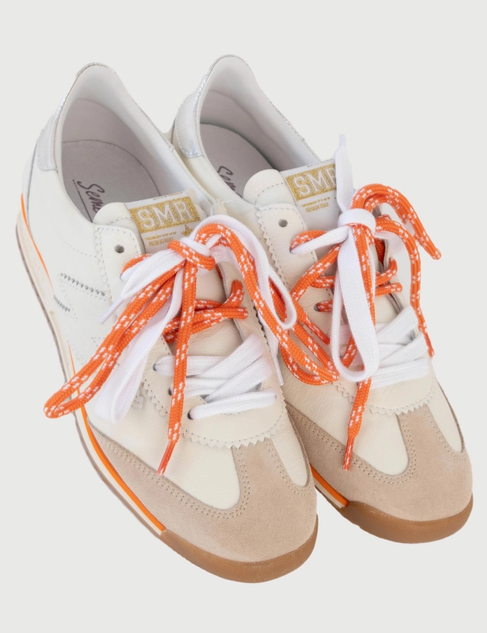 SEMERDJIAN Baskets Basses Joyce D187 Double Lacets Blanc Orange SS26 - 3