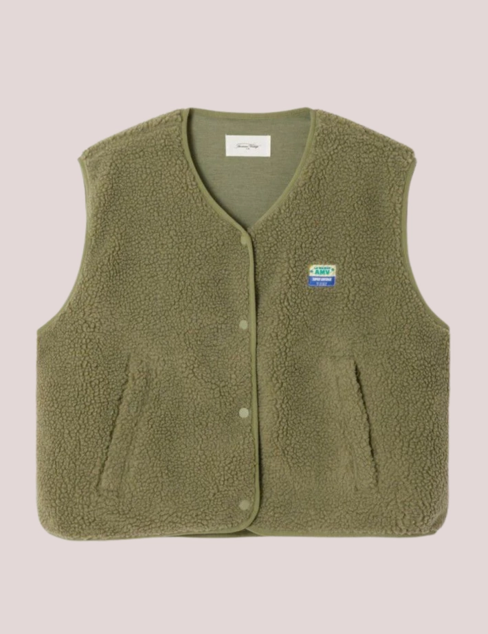 American Vintage Veste Courte Sans Manches Femme Hoktown Kaki Chiné