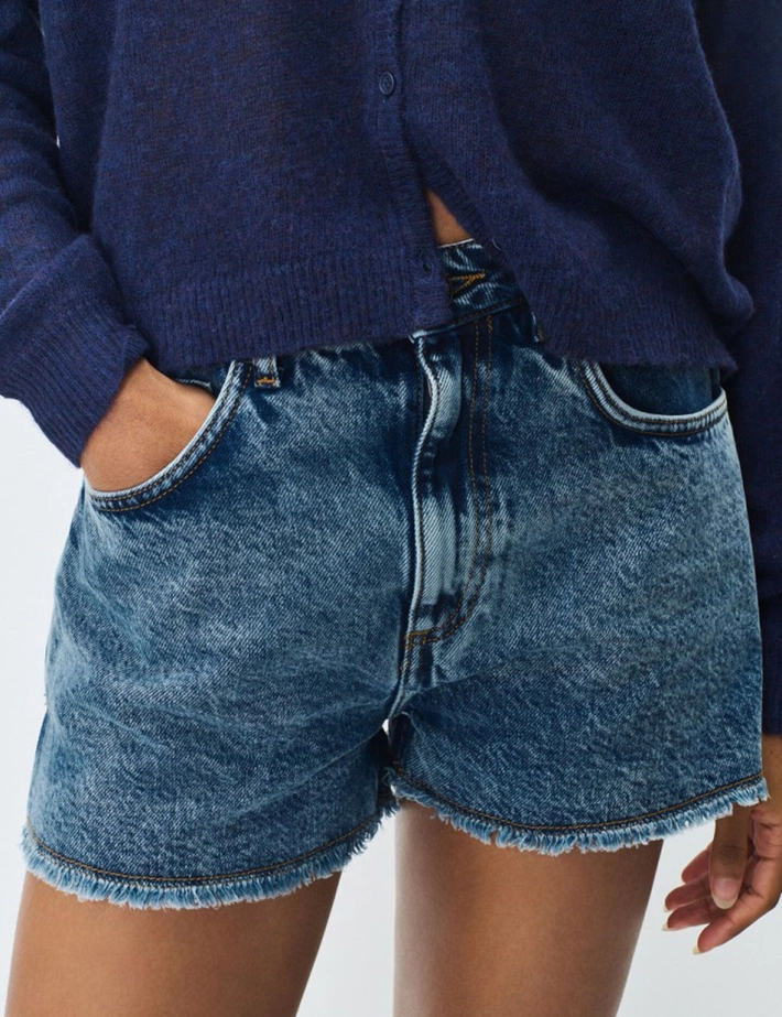 American Vintage Short Court Femme Joybird en Jean Stone - 3