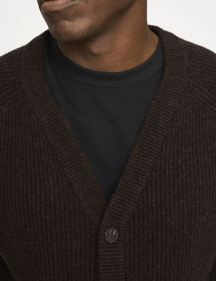 Resteröds Cardigan Homme en Maille Kyle Marron - 4