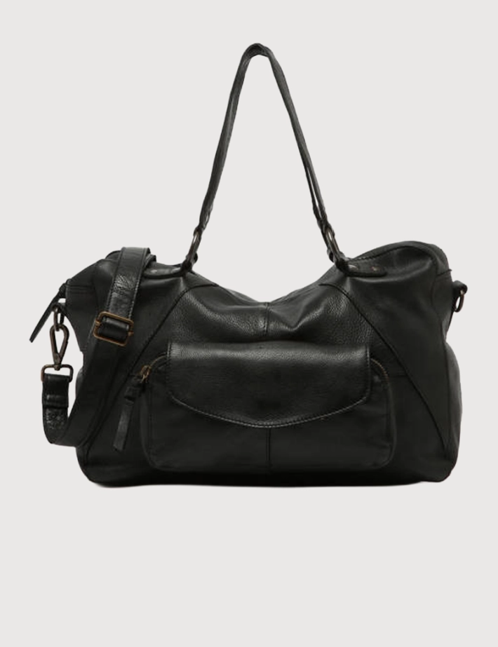 PIECES Sac à Main Fatima en Cuir Noir