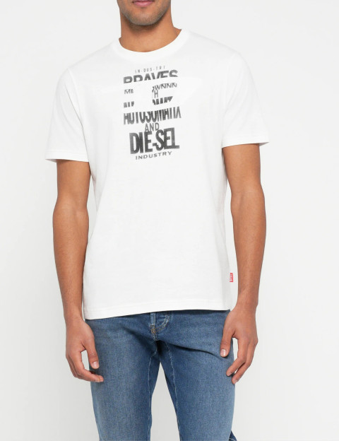 DIESEL T-Shirt Homme Adjust Logo Poitrine Blanc V9 - 4