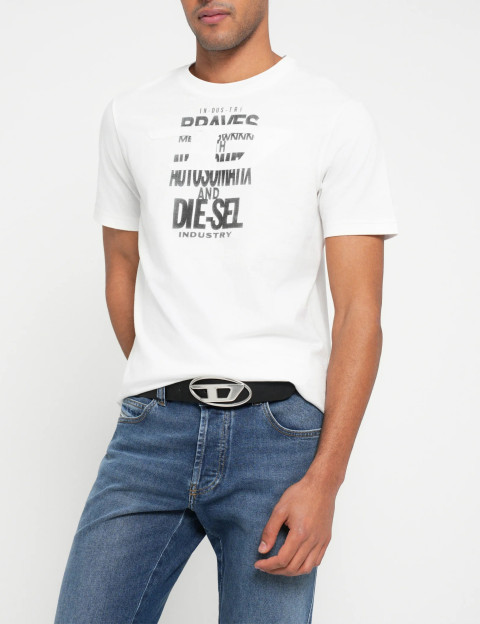 DIESEL T-Shirt Homme Adjust Logo Poitrine Blanc V9 - 7