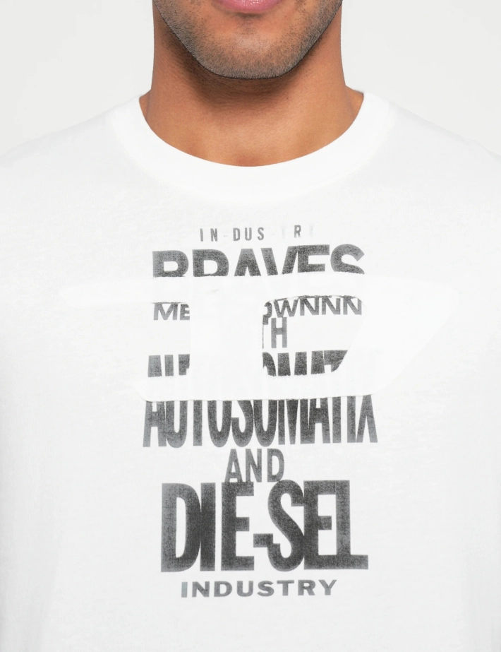DIESEL T-Shirt Homme Adjust Logo Poitrine Blanc V9 - 5
