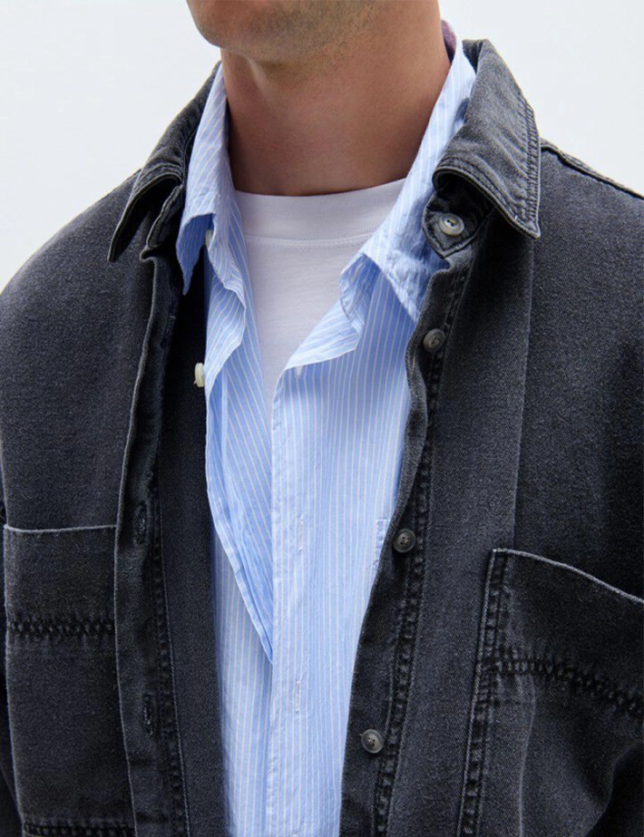 American Vintage Chemise Homme Denim Jazy Noir - 4