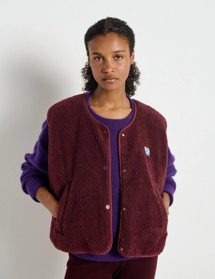American Vintage Veste Courte Sans Manches Femme Hoktown Bordeaux Chiné - 2