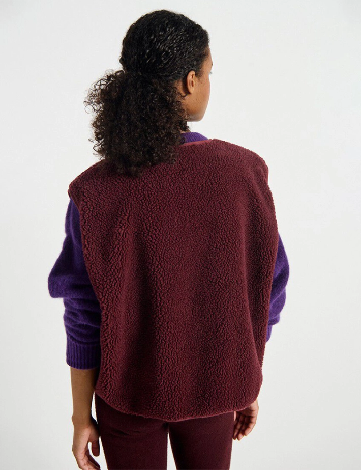 American Vintage Veste Courte Sans Manches Femme Hoktown Bordeaux Chiné - 3