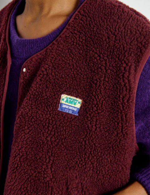 American Vintage Veste Courte Sans Manches Femme Hoktown Bordeaux Chiné - 5