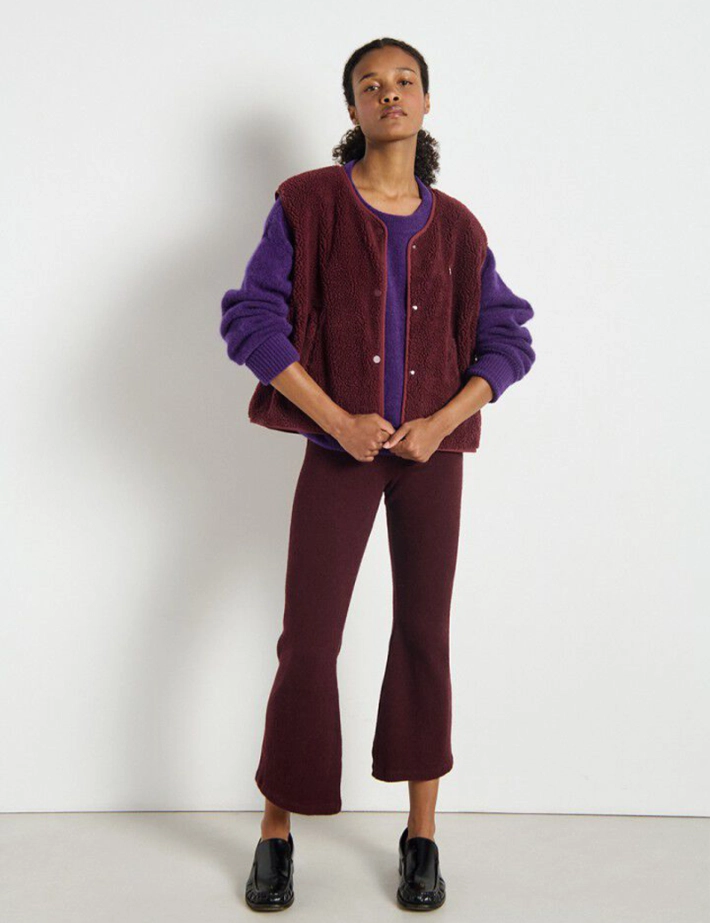 American Vintage Veste Courte Sans Manches Femme Hoktown Bordeaux Chiné - 6