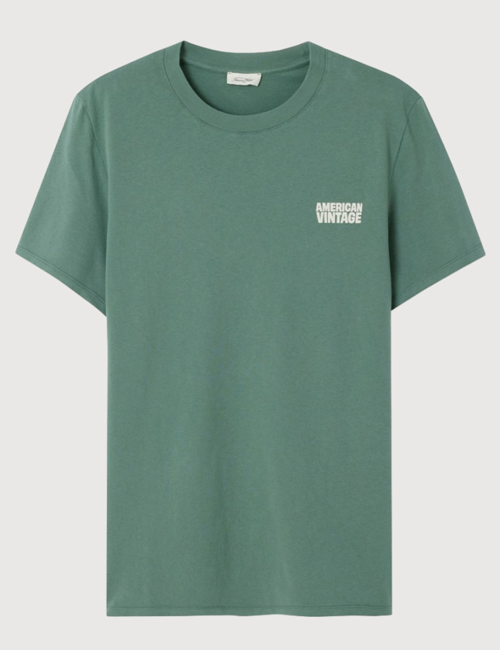 American Vintage T-shirt Homme Manches Courtes Col Rond Ykobow Vert