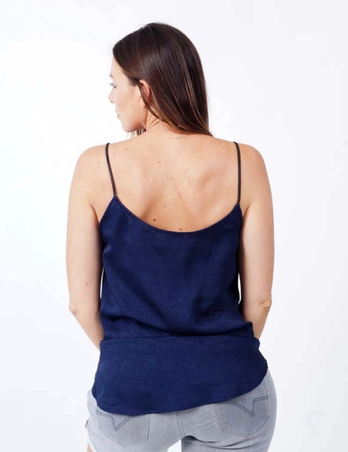 SEE U SOON Top Fines Bretelles Lurex Bleu Marine - 2