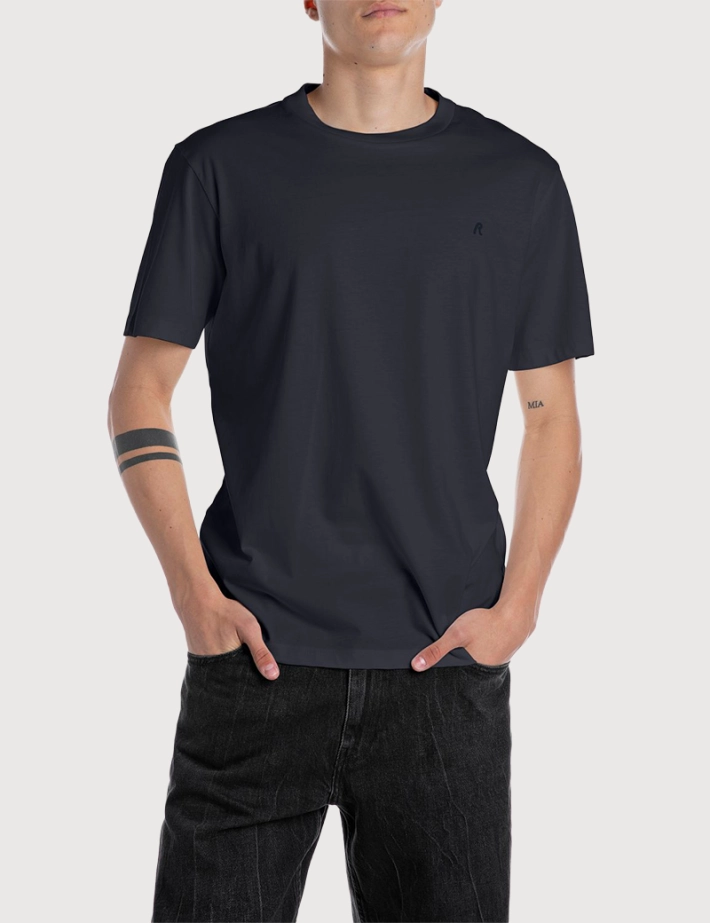 REPLAY T-Shirt Homme Manches Courtes Coupe Regular Marine 067