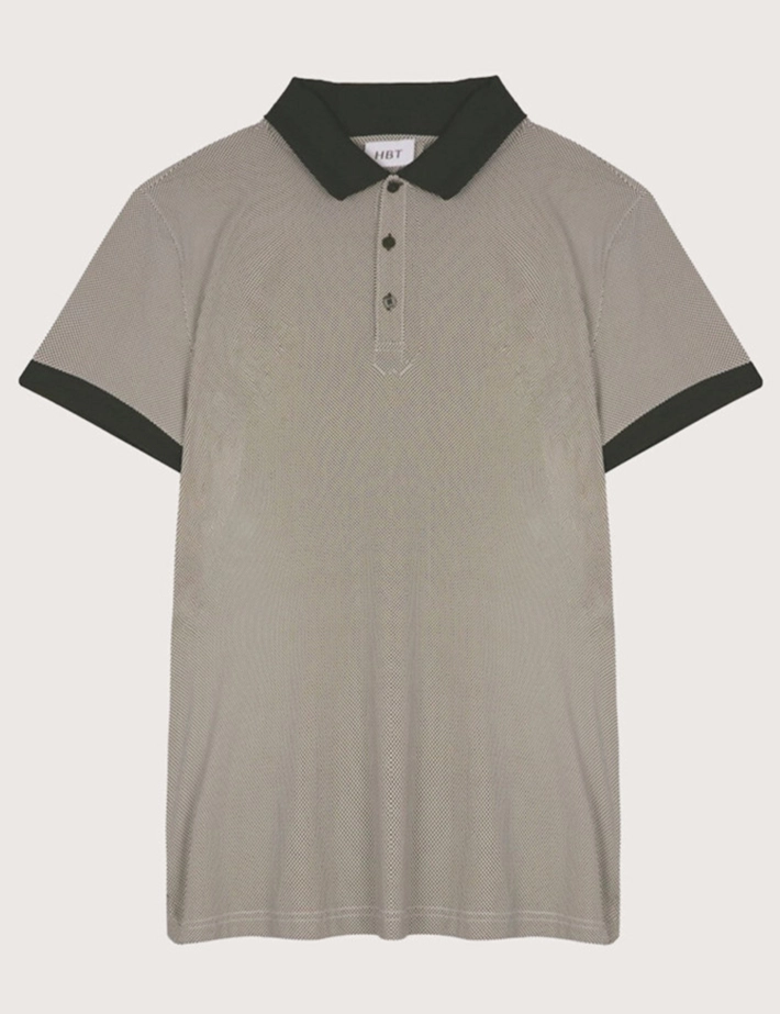 HBT DENIM | Print ROCK Polo Homme Dot Print Vert Kaki