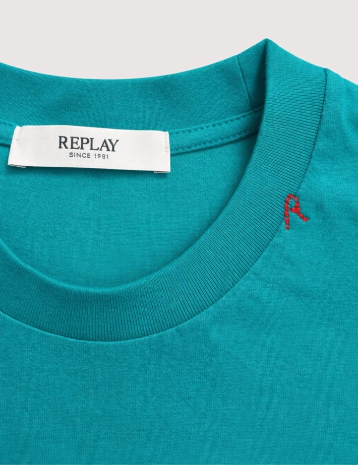 REPLAY T-Shirt Homme Manches Courtes Vert Imprimé Dos Sicilia - 4
