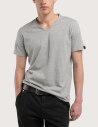 REPLAY T-Shirt Manches Courtes Homme Col V Gris Clair M08