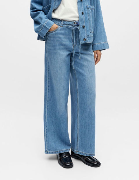 OBJECT Pantalon Femme Rosie Large Bleu Clair Denim - 4
