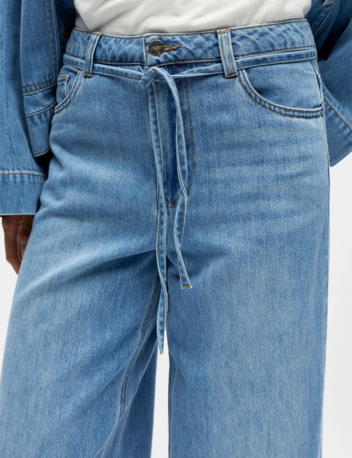 OBJECT Pantalon Femme Rosie Large Bleu Clair Denim - 5