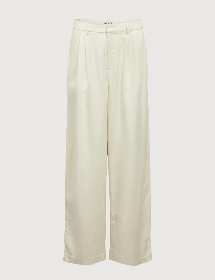 OBJECT Pantalon Femme Large Tuba Beige