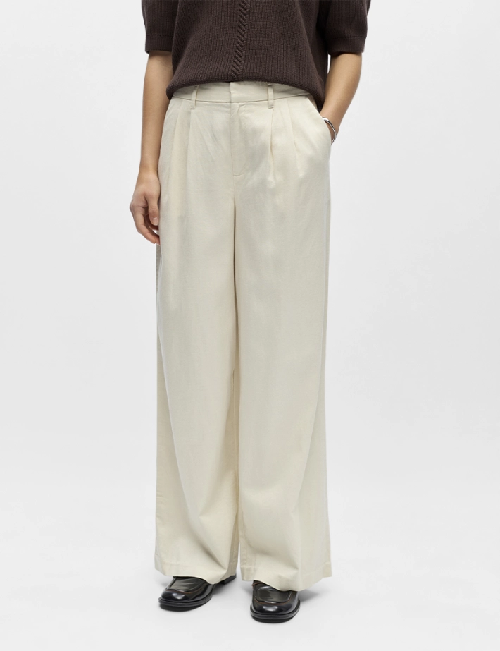 OBJECT Pantalon Femme Large Tuba Beige - 2