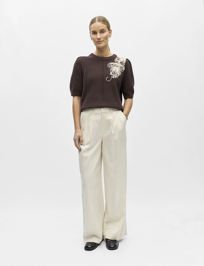 OBJECT Pantalon Femme Large Tuba Beige - 4