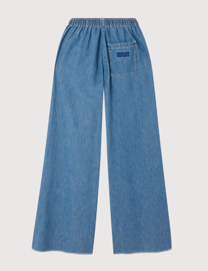 American Vintage Pantalon Femme Evase Denim Medium Bleu - 2