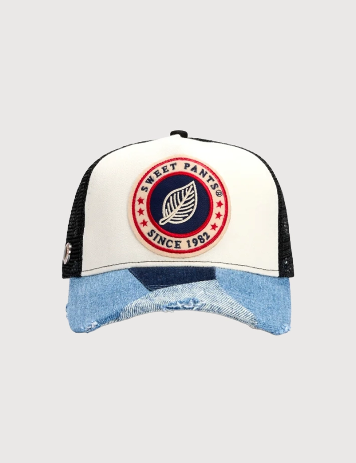 SWEET PANTS Casquette Patchwork Cap Noir Denim