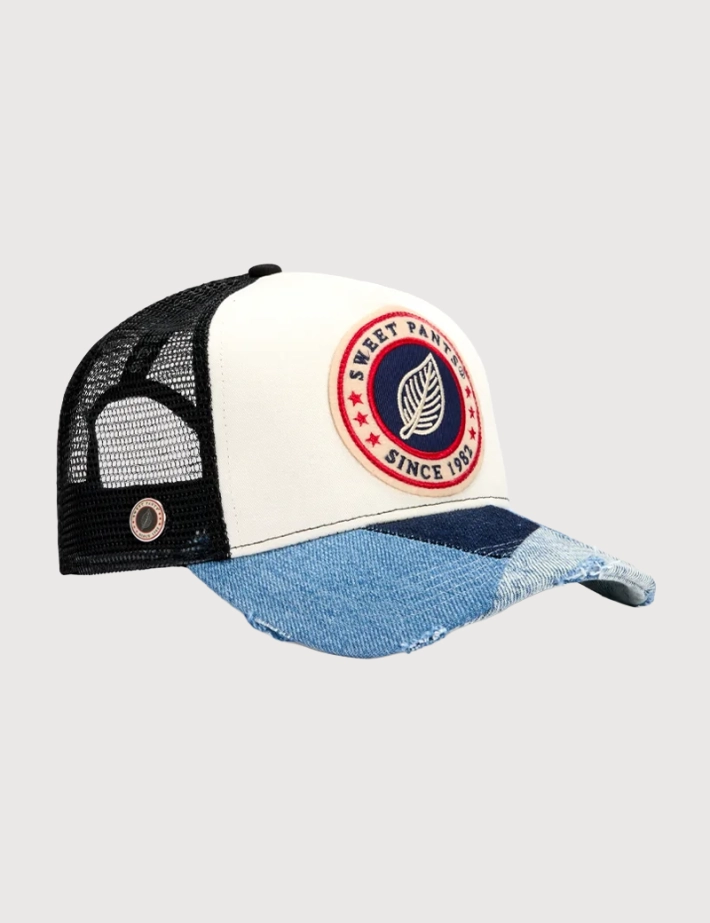 SWEET PANTS Casquette Patchwork Cap Noir Denim - 2