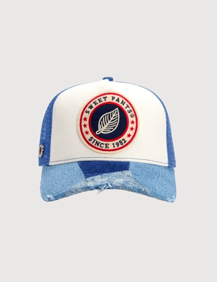 SWEET PANTS Casquette Patchwork Cap Bleu Electric Denim