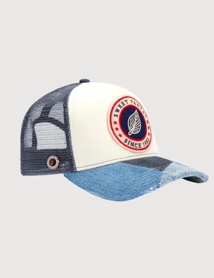 SWEET PANTS Casquette Patchwork Cap Marine Denim - 2