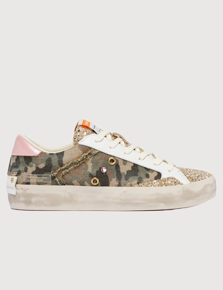 Crime London Baskets Femme Distressed Kaki Militaire
