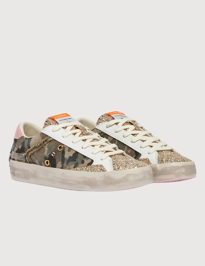 Crime London Baskets Femme Distressed Kaki Militaire - 2