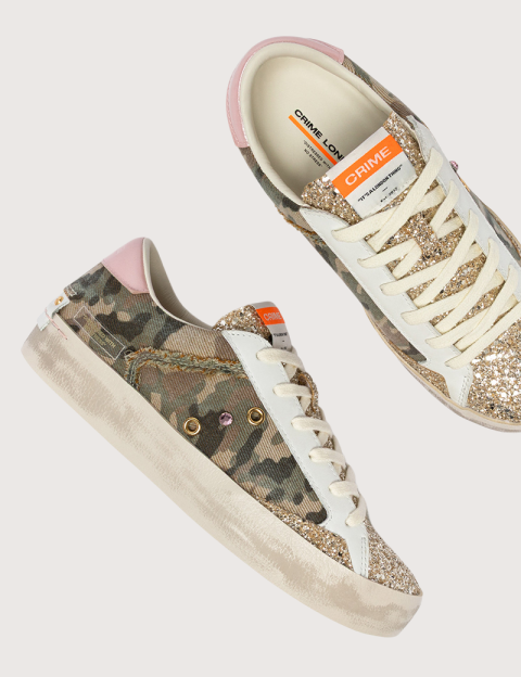 Crime London Baskets Femme Distressed Kaki Militaire - 4