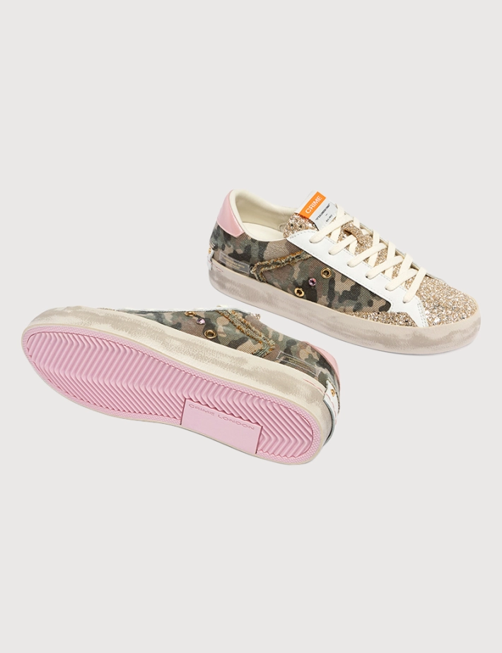 Crime London Baskets Femme Distressed Kaki Militaire - 5
