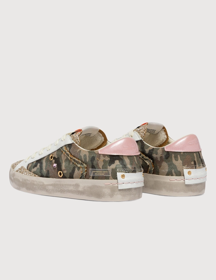 Crime London Baskets Femme Distressed Kaki Militaire - 6