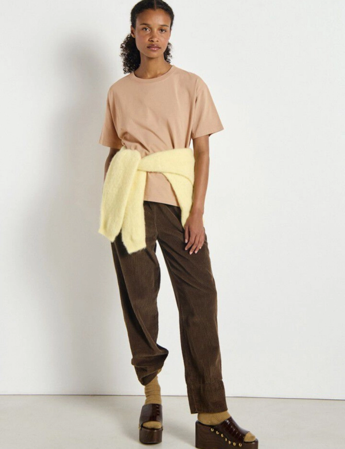 American Vintage Pantalon Carotte Femme Padow Marron Vintage - 6